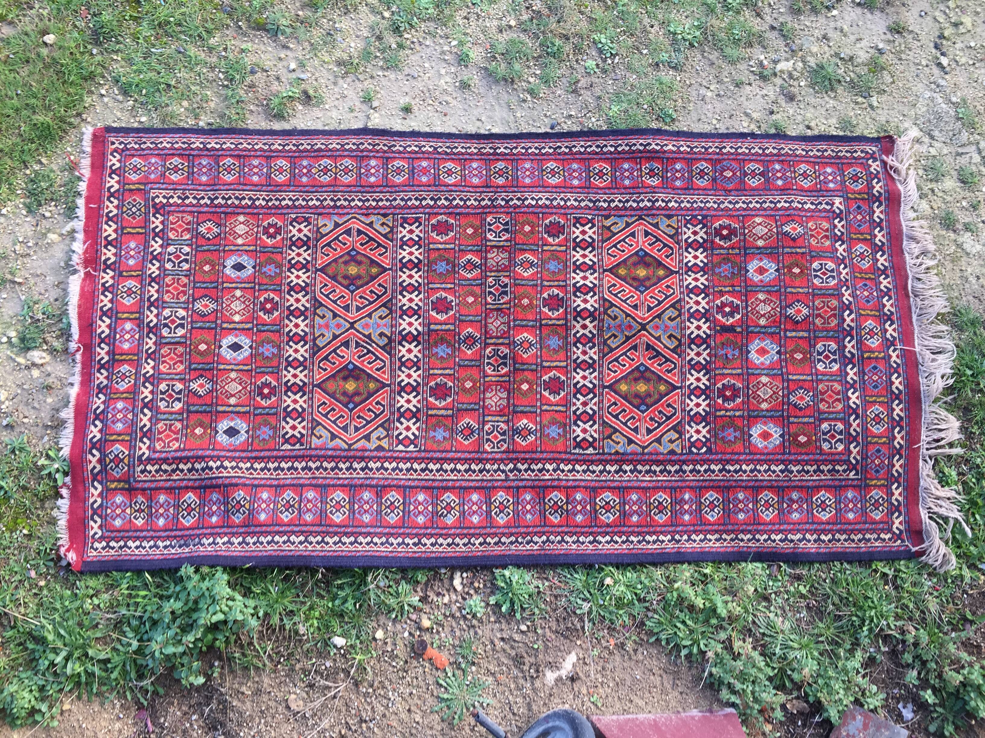 Berber carpet, woven and embroidered, wool 204 x106 cm 20th century
