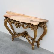 Carved gilt console table with rose marble top, Louis XV / Rococo style, It