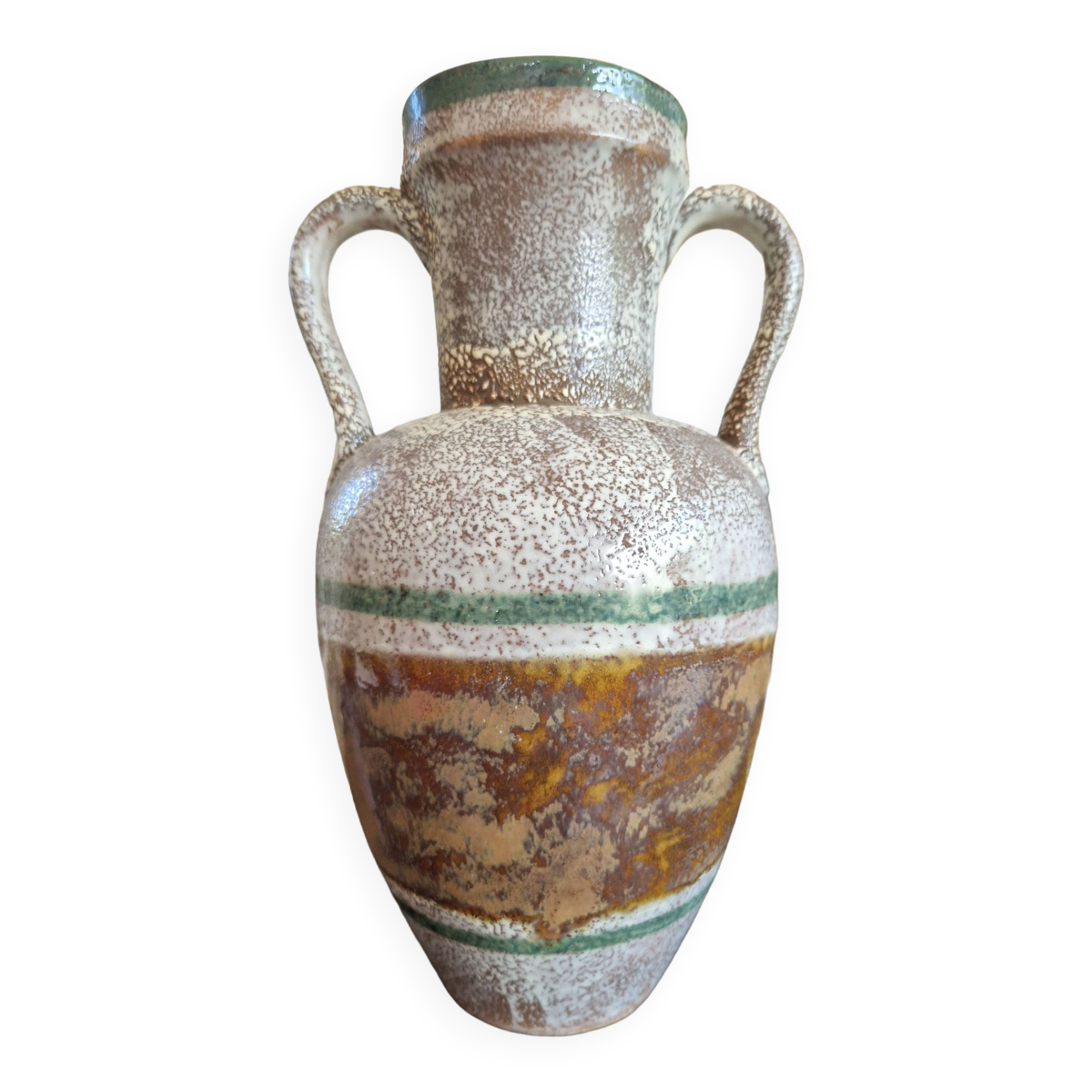 Large vintage vase St Clement France amphora shape fat lava