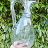 Large cider pitcher in blown glass Normandy 19th century