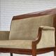1950s, 2 seater Danish highback sofa, furniture velour, laqered teak wood.