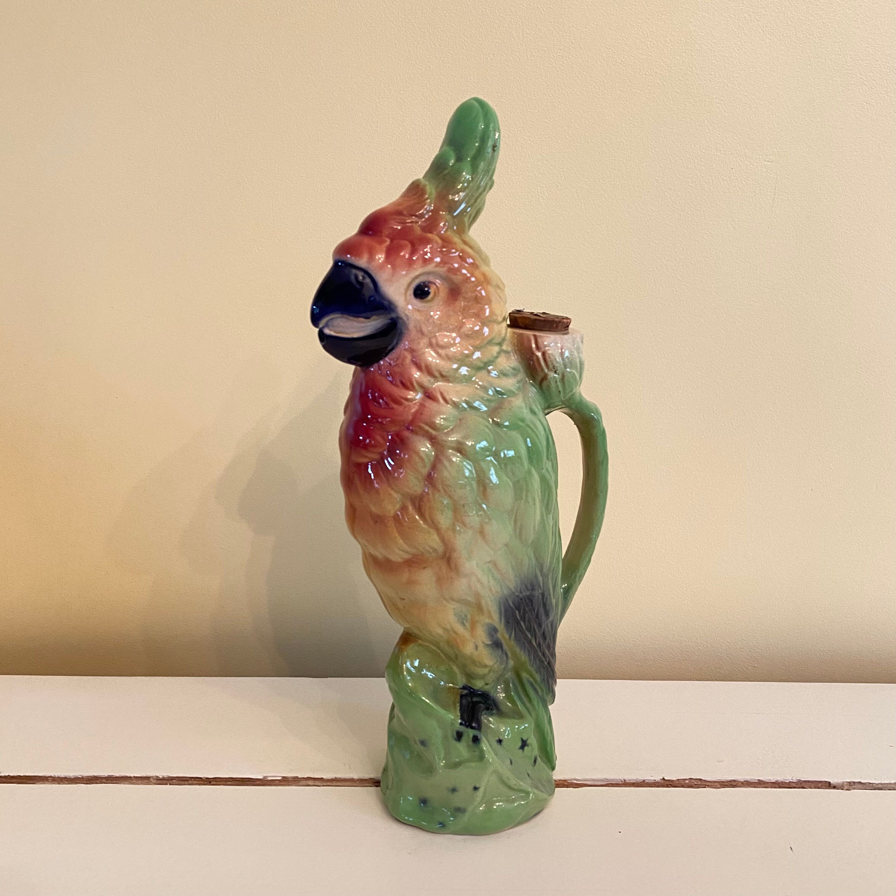 Vintage ceramic parrot pitcher