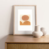 Abstract one-design illustration on dated and signed paper without frame