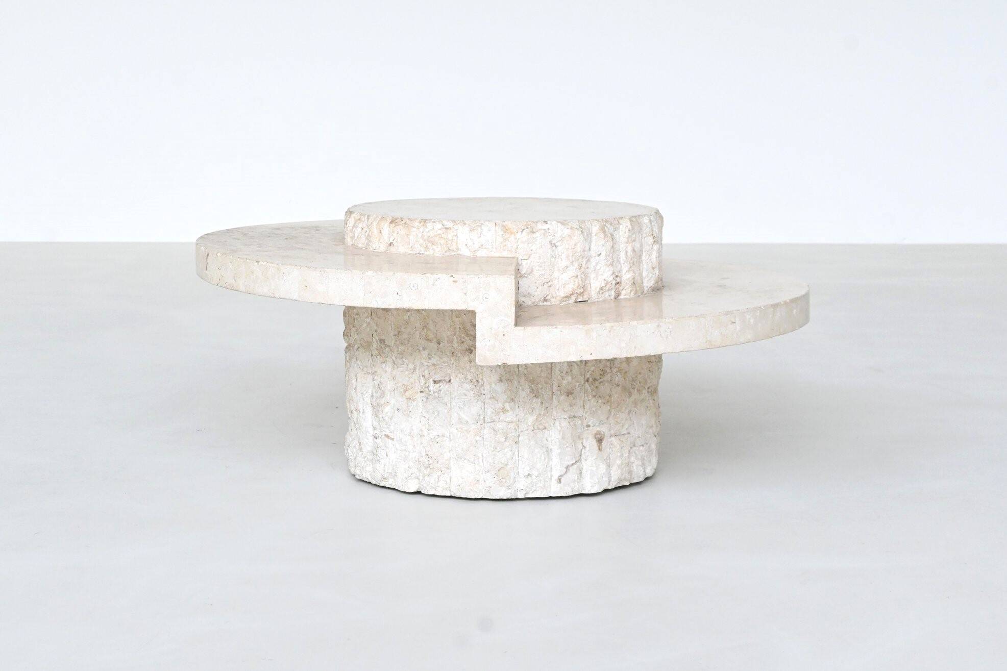 Table basse sculpturale en pierre de Mactan de Magnussen Ponte, Belgique 1970