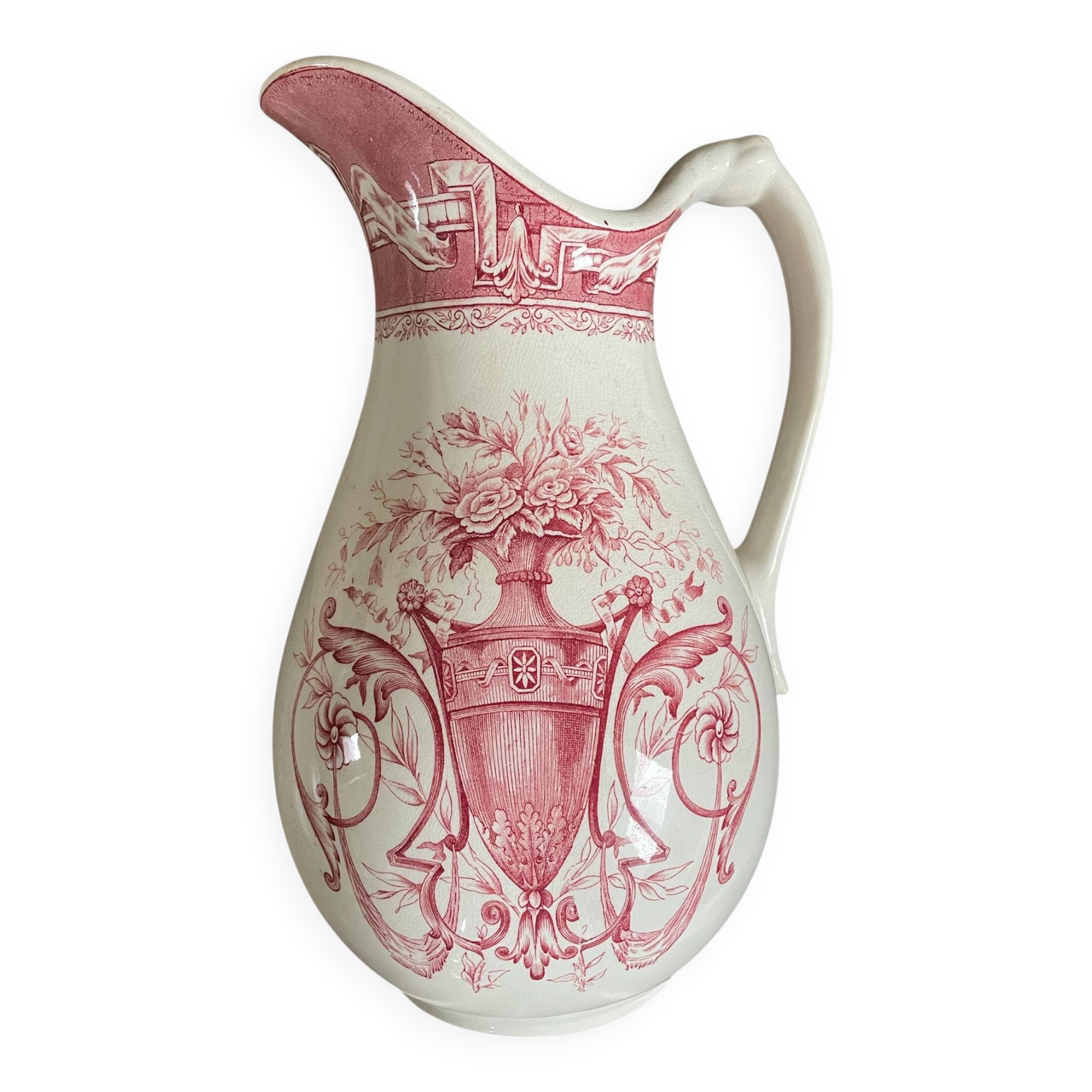 Antique earthenware pitcher from Boch Frères La Louvière