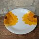 Vintage round serving dish with yellow flowers, Ironstone, 1970s, Italy.