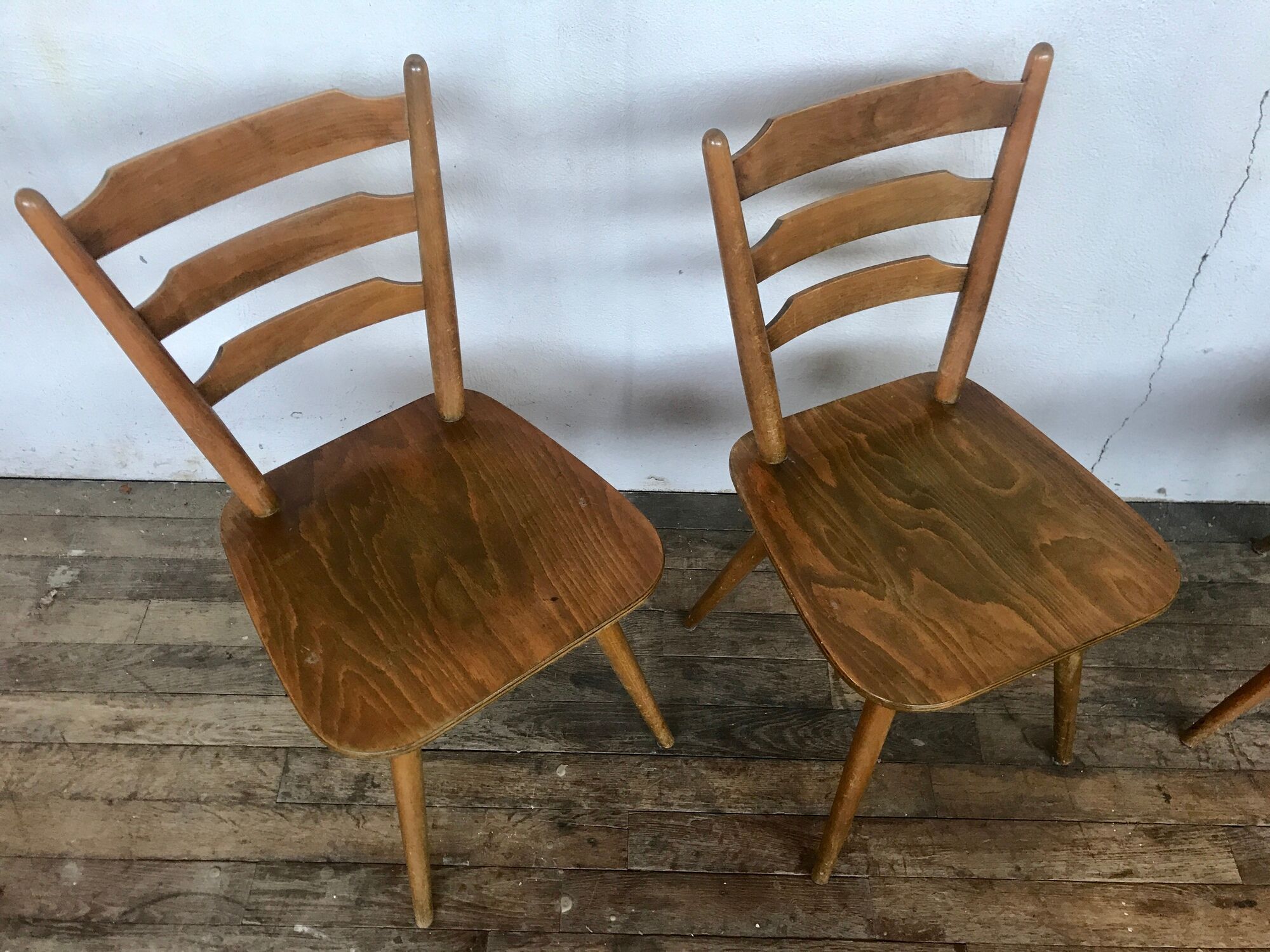 Series of 20 Scandinavian chairs or vintage wooden bistro