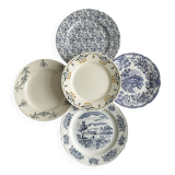 5 assiettes dépareillées