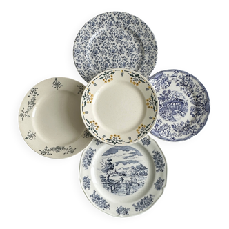 5 assiettes dépareillées