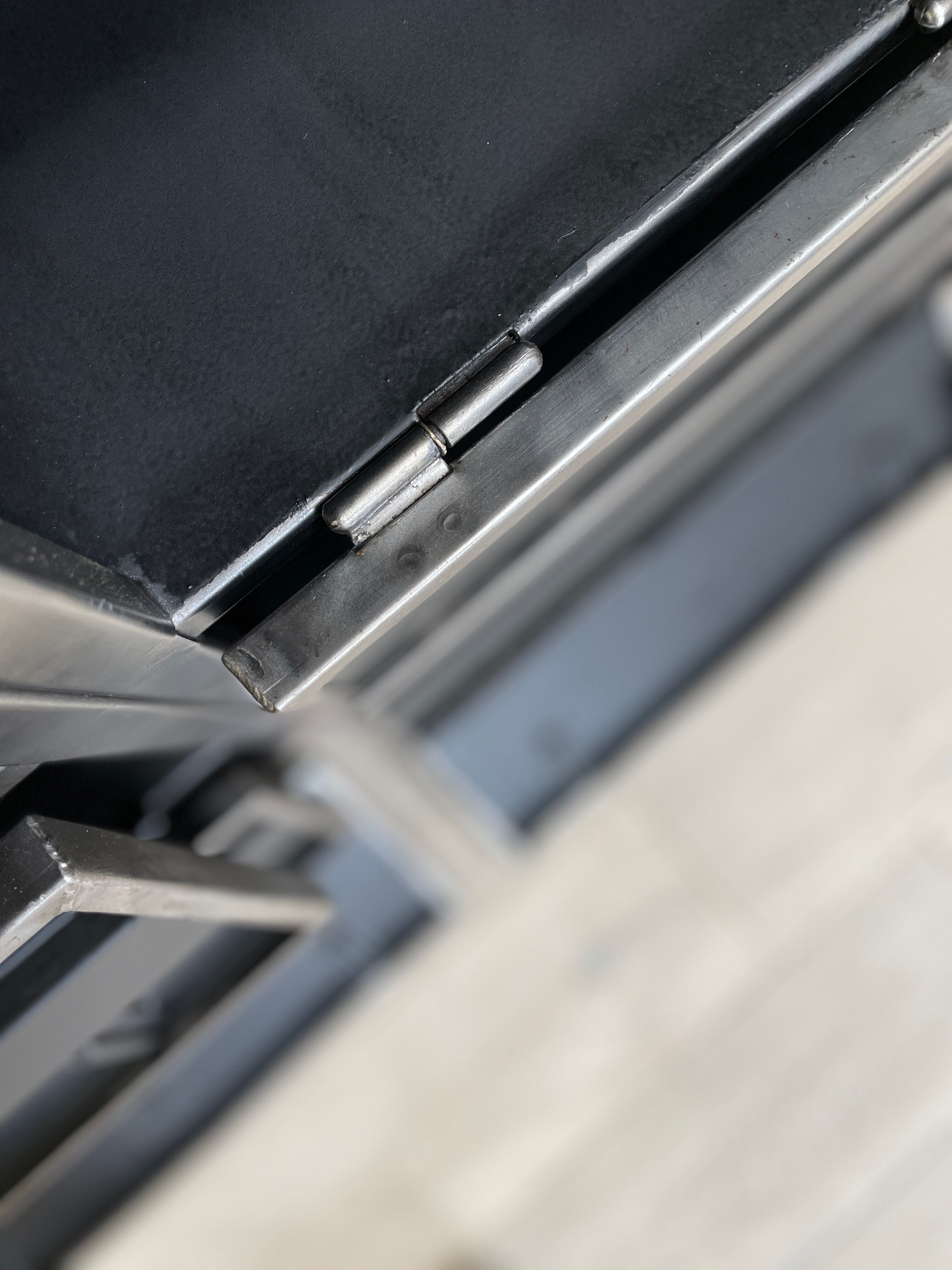 Industrial row in metal and oak.