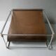 Gérard Rignault Group S.A. magazine rack from the 70s, metal and leather