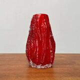 Thick glass vase with heavy bark, German mid-century by Ingrid Glas, Germany, 1960s.