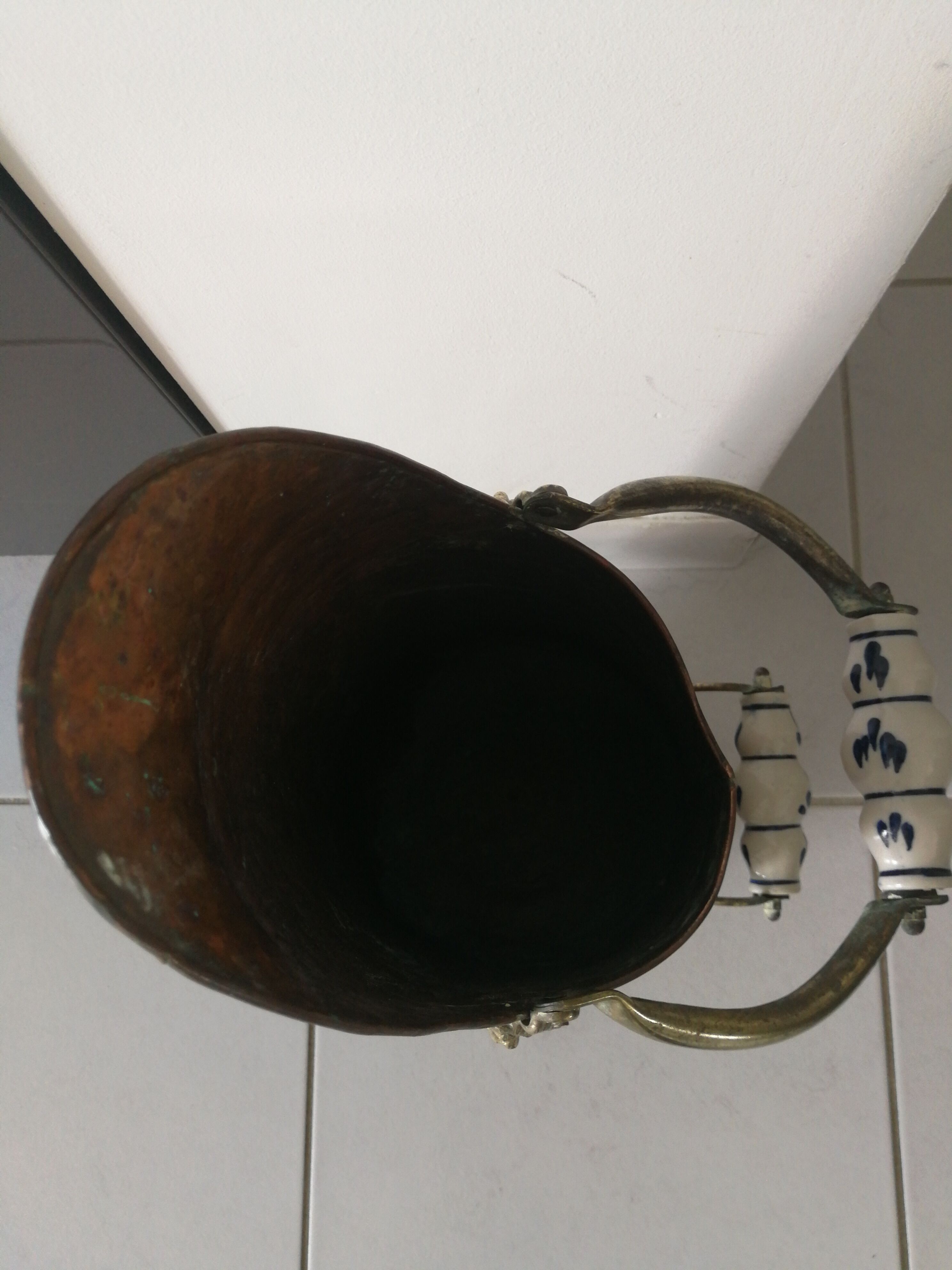 Copper and brass bucket