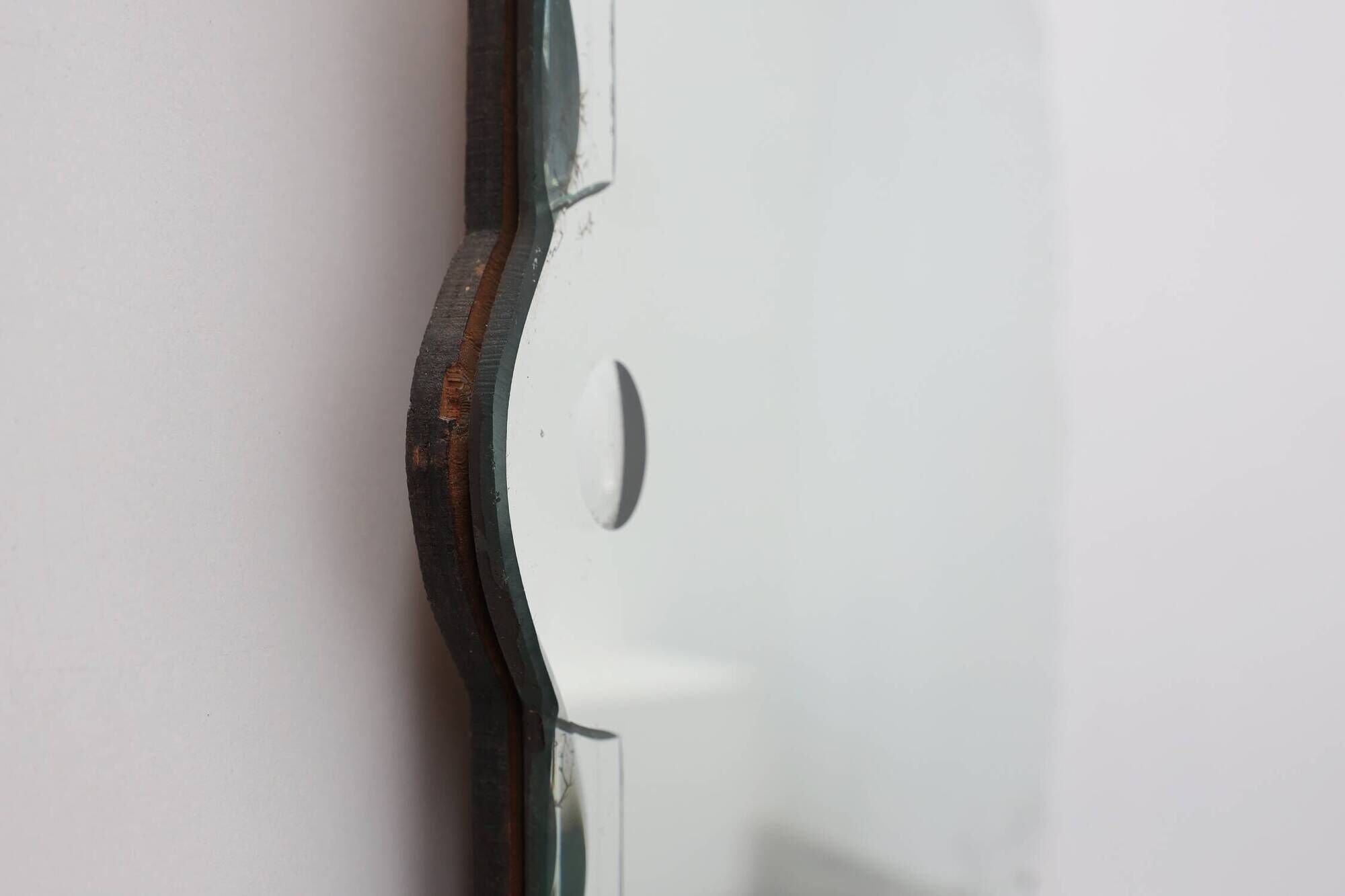 French Venetian Style Frameless Mirror with  Engraved Floral Motif, 1920s