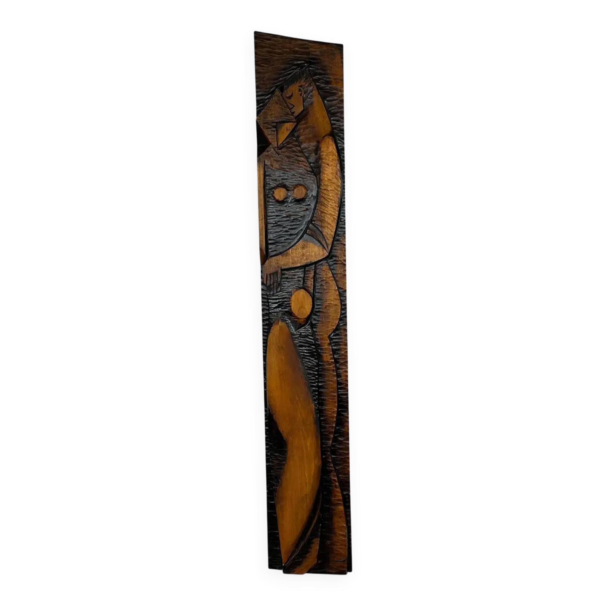 Big midcentury design wall wood decoration / lovers, 1960s, Czechoslovakia
