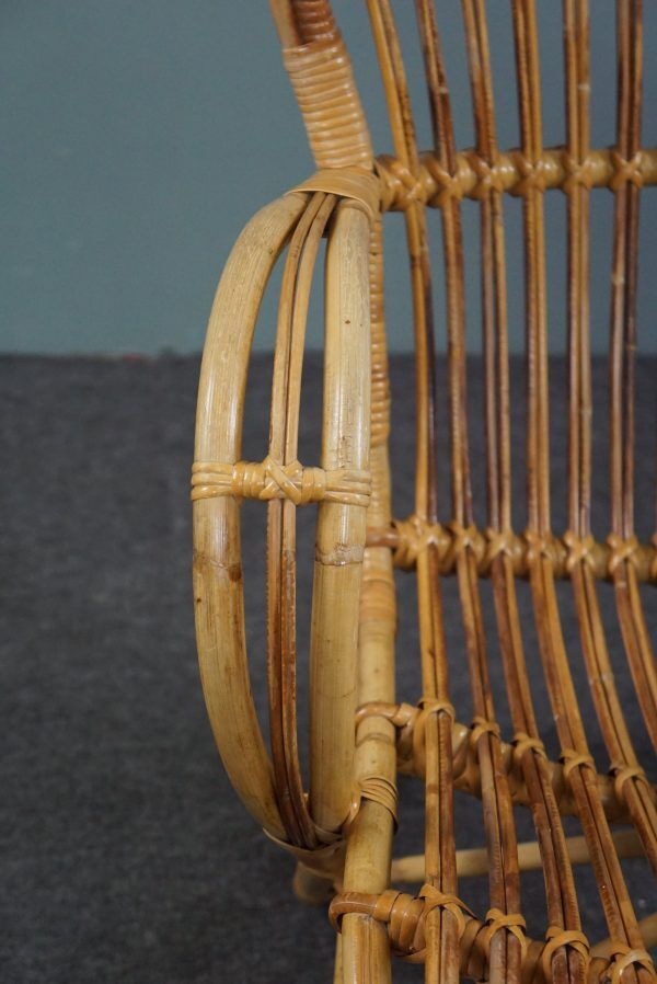 Fauteuil Belse 8 en rotin Dutch Design, 1950