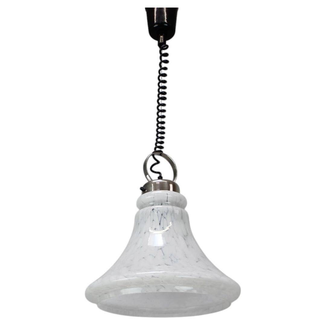 1970s Czechoslovak Mid-Century Glass Pendant Lamp with Marbled Shade