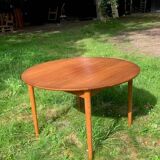 circular extendable table oak and teak Denmark 50s/60s