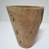 Pitcher wood solid wood carved brutalist vintage