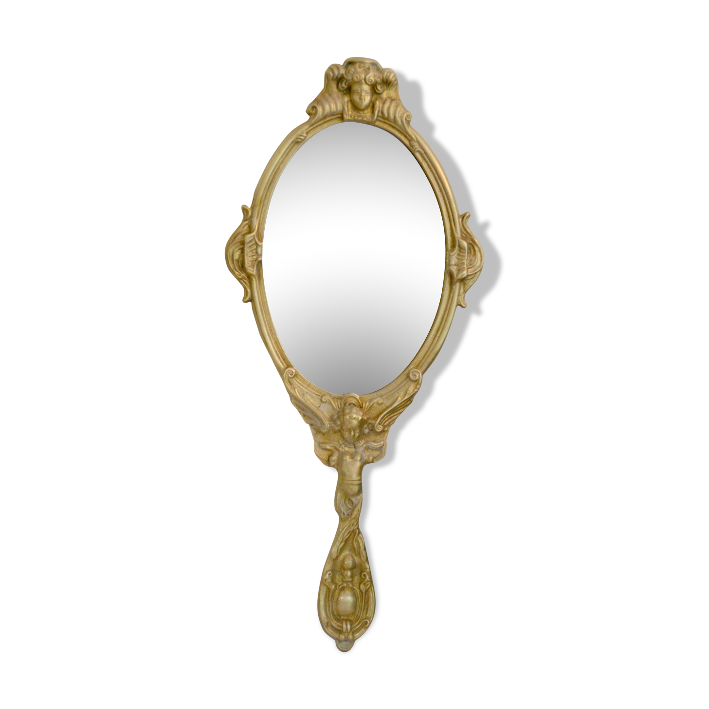 Mirror opposite hand brass 13x30cm