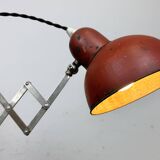 Red Industrial Midcentury Scissor Wall Lamp, 1950s