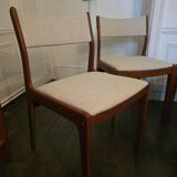 Set of 4 vintage teak and beige tweed chairs by Johannes Anderse