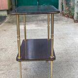 Brown rosewood rolling table with gold legs
