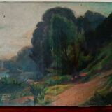 Peinture à l'huile sur toile impressionniste France 19e siècle paysage arbr