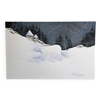 Olivier Dunrea gouache It's Snowing