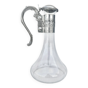 Glass and silver-plated metal jug, Louis XV style