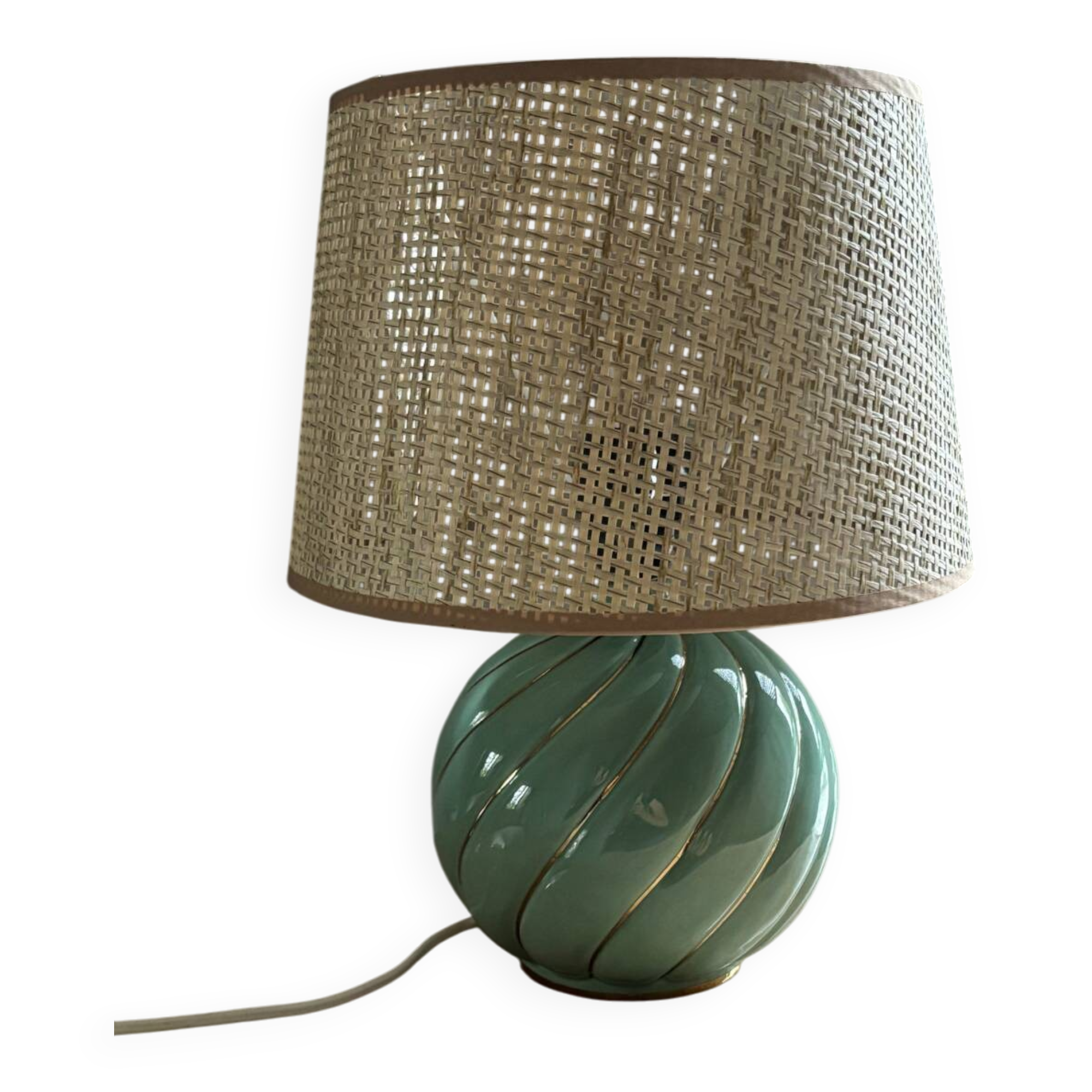 Vintage green ceramic lamp