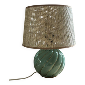 Lampe vintage en céramique - verte