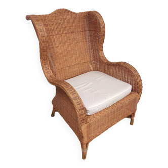 Wicker and rattan armchair