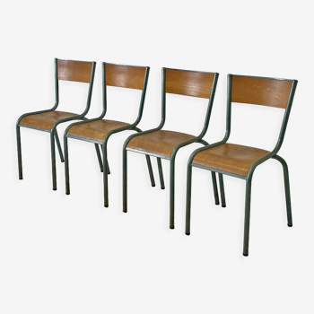 Set of 4 chairs from old schools