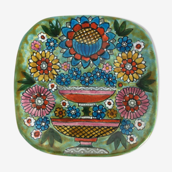 Quimper handmade ceramic square plate, signed