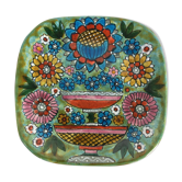 Quimper handmade ceramic square plate, signed