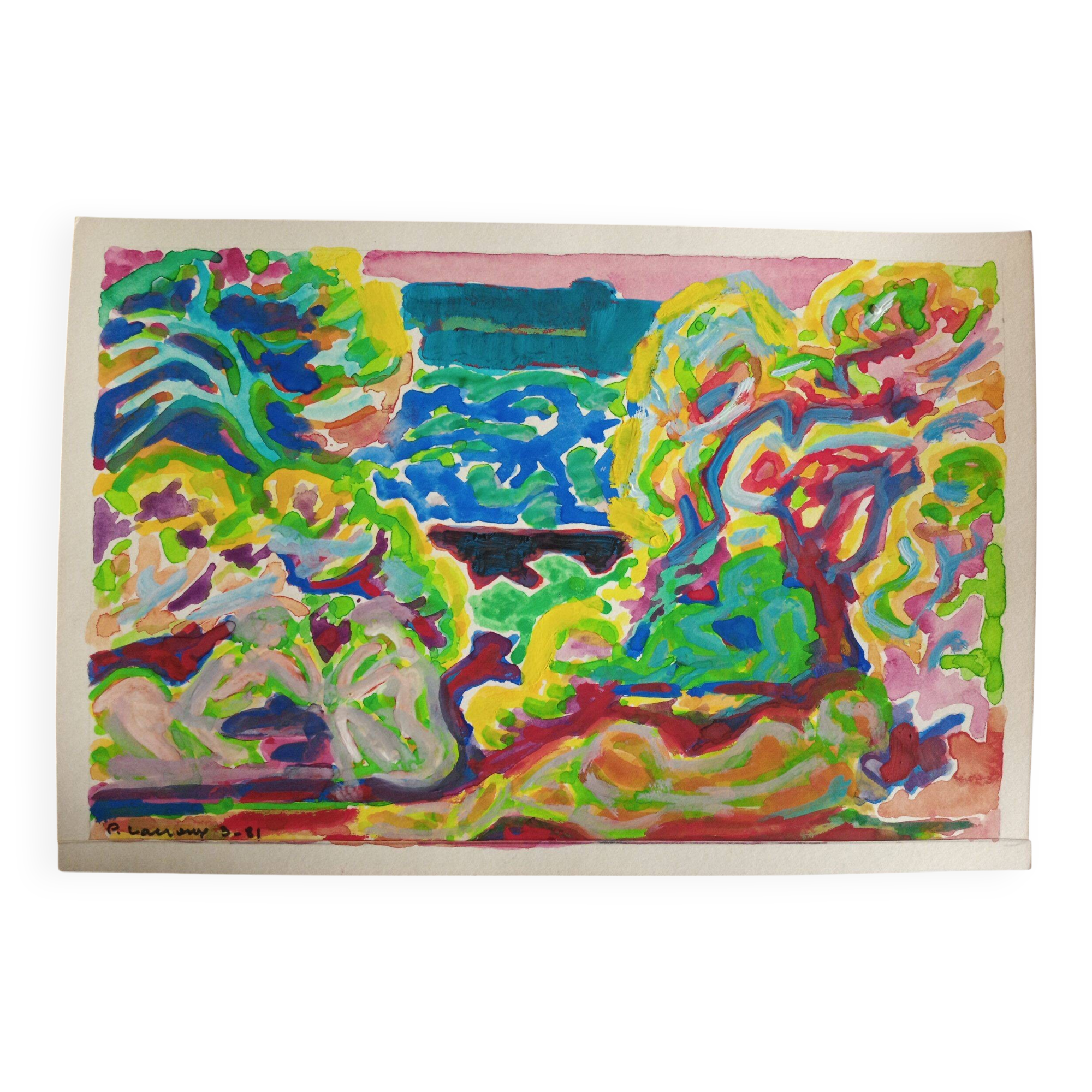 Gouache on paper signed Pierre Lacroux (1909-1993) dated 81
