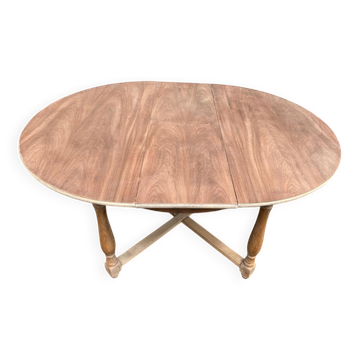 Table à manger de ferme ronde extensible rénovée en bois massif 115cm