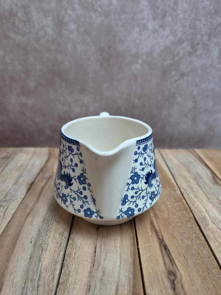 Small milk jug Boch Frères – La Louvière Dragon model – blue decoration – vintage Belgium