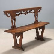 Antique walnut wood bench, Italy, 18th century