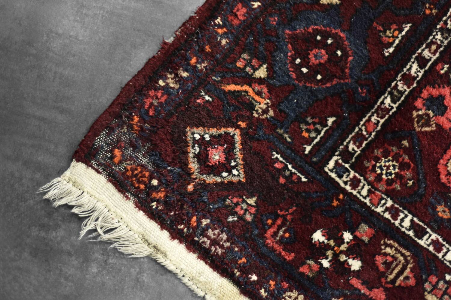 Vintage handwoven Hamadan oriental rug, Middle East, 1960s.
