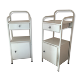 Pair of hospital bedside tables