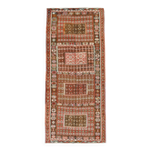Tapis Kilim 6x14, tons chauds et terreux, long et large, fait main, 183 x 416 cm
