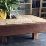 Brutalist Coffee Table with Flower Pot