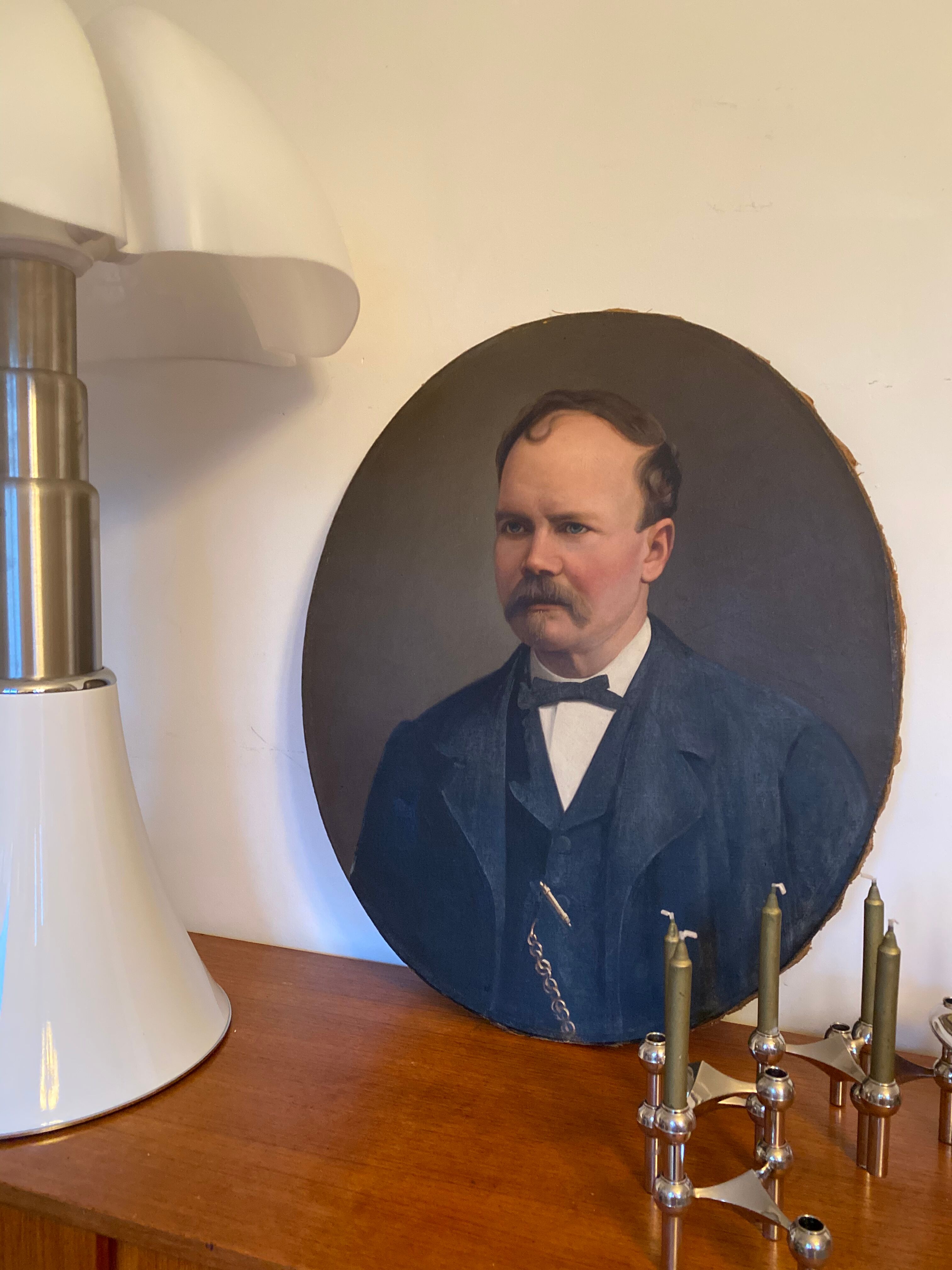 Portrait in old oil on wooden frames