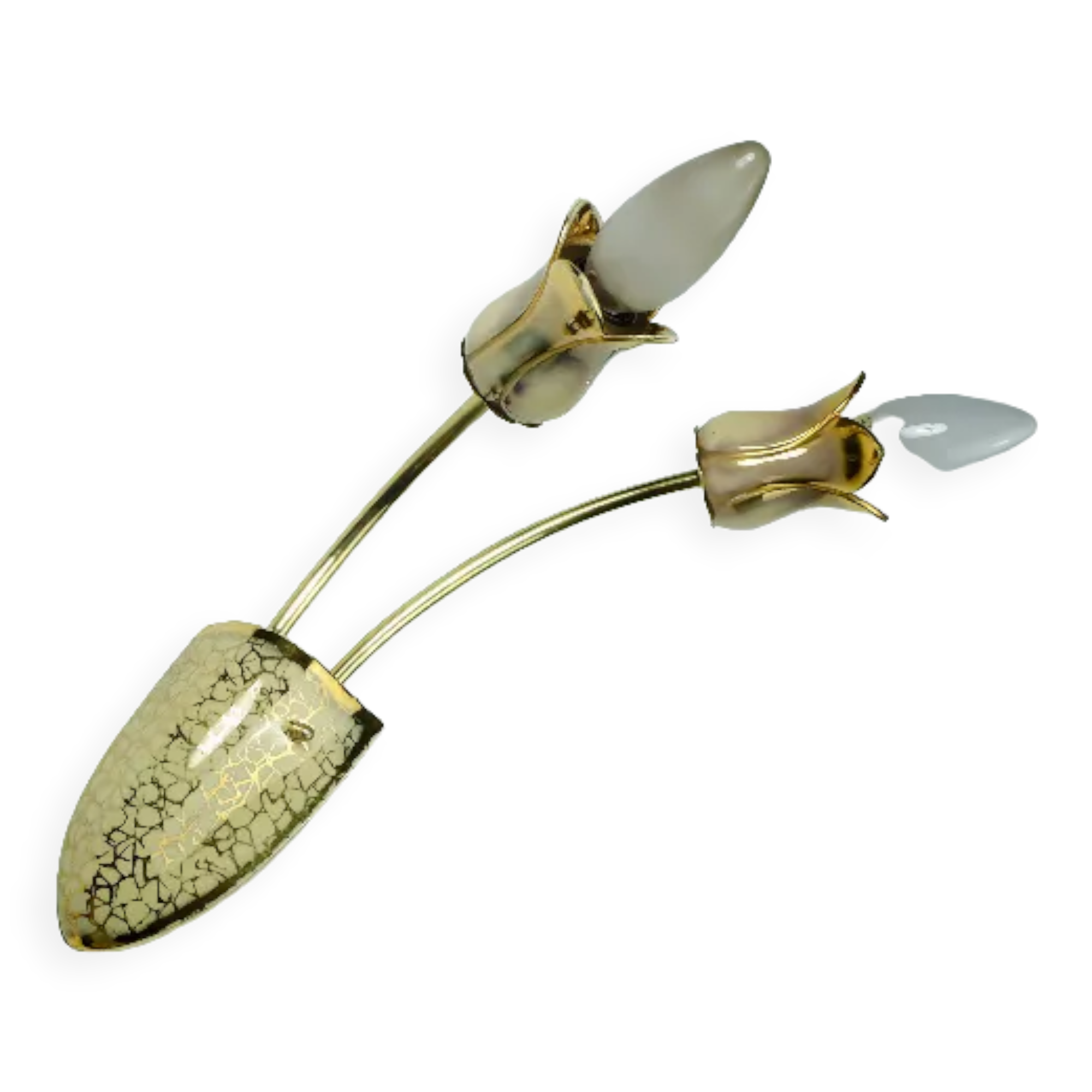 Mid century 2-light ceramic and brass sconce 1950s