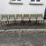 Set of 6 Scandinavian chairs green fabric