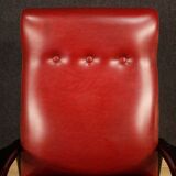 Italian design armchair in red faux leather from the 70s
