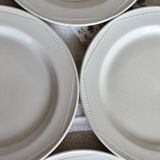 4 vintage English porcelain dessert plates with pearl trim