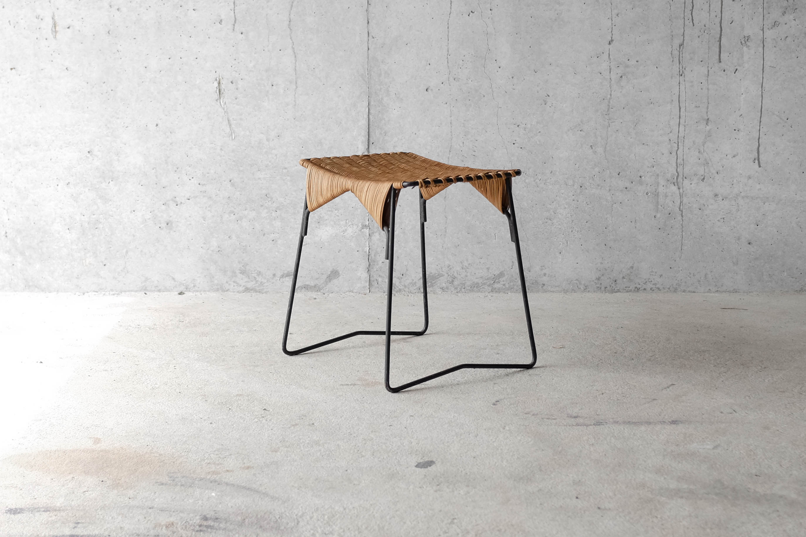 Stool metal and rattan years 60